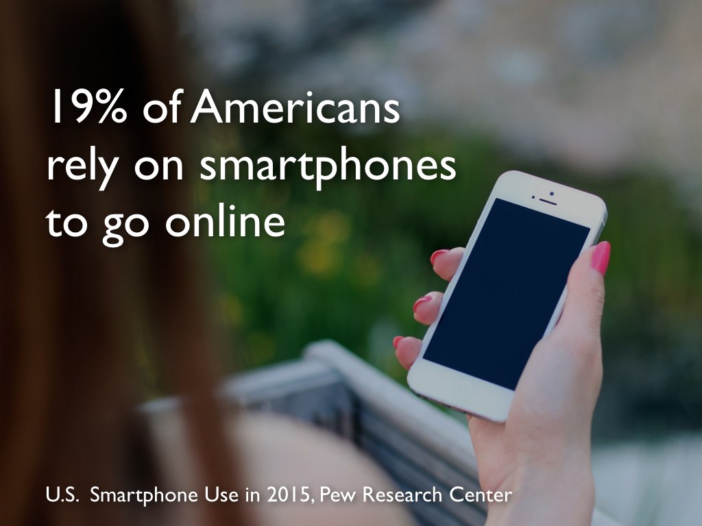 Slide 4: 19% of American rely on smartphones to go online.