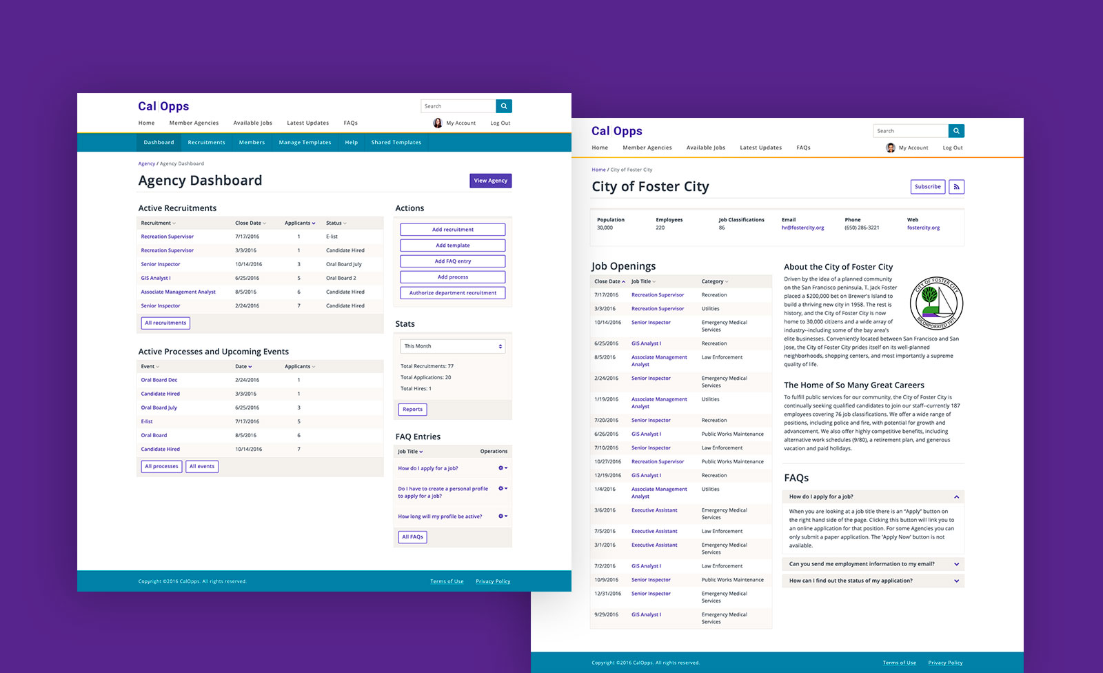 Agency dashboard