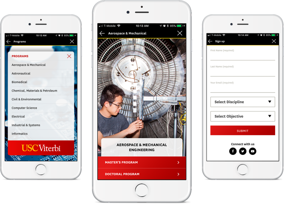 USC Viterbi: Graduate Viewbook App Screenshots