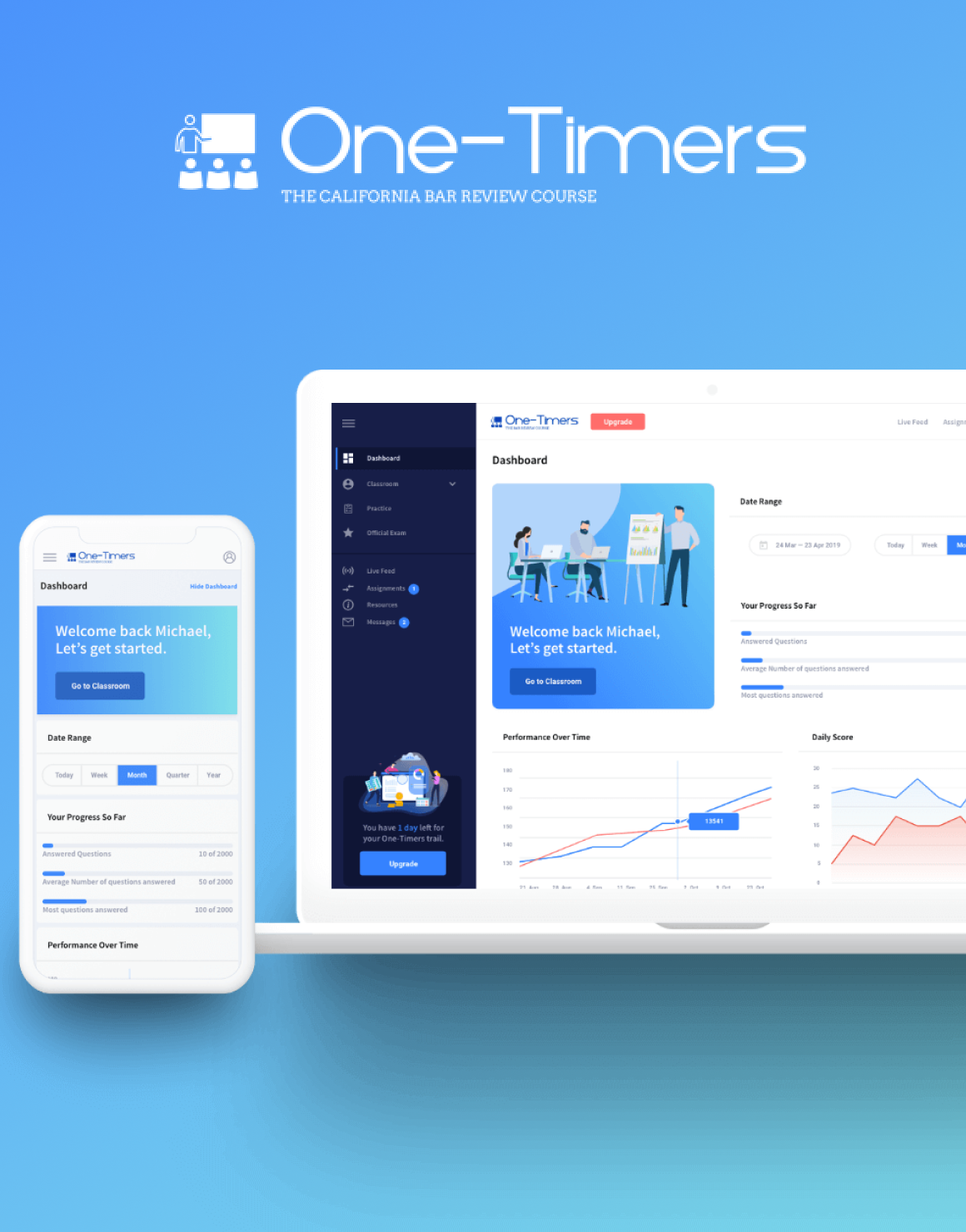 screenshot of one timers platform