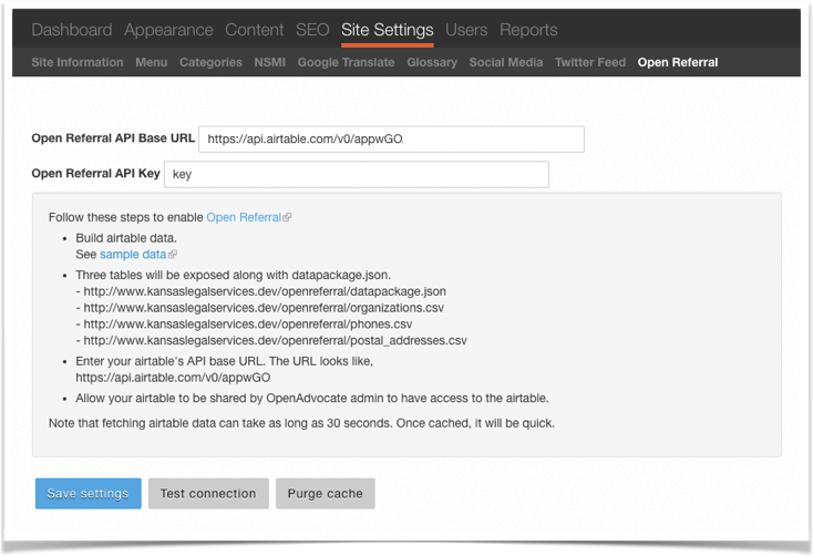 OpenReferral DLAW Configuration