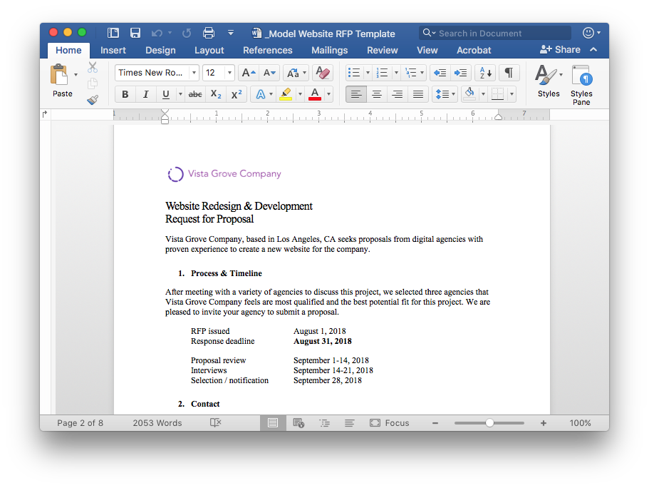 Rfp Word Template For Your Needs