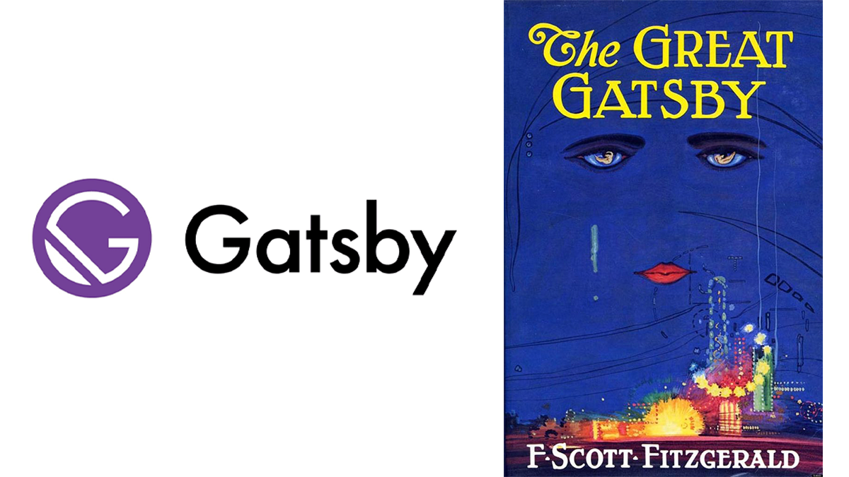 Side by side comparison of the Gatsby logo and Francis Cugat’s original cover art for F. Scott Fitzgerald’s The Great Gatsby