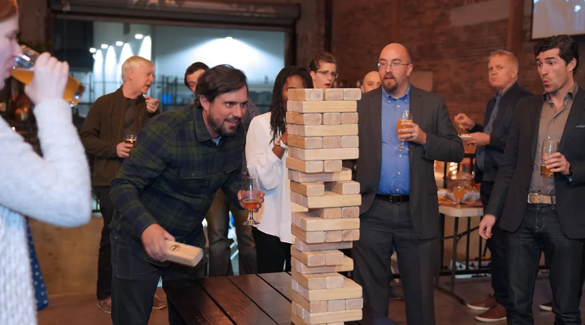 Urban Insight Team playing giant jenga